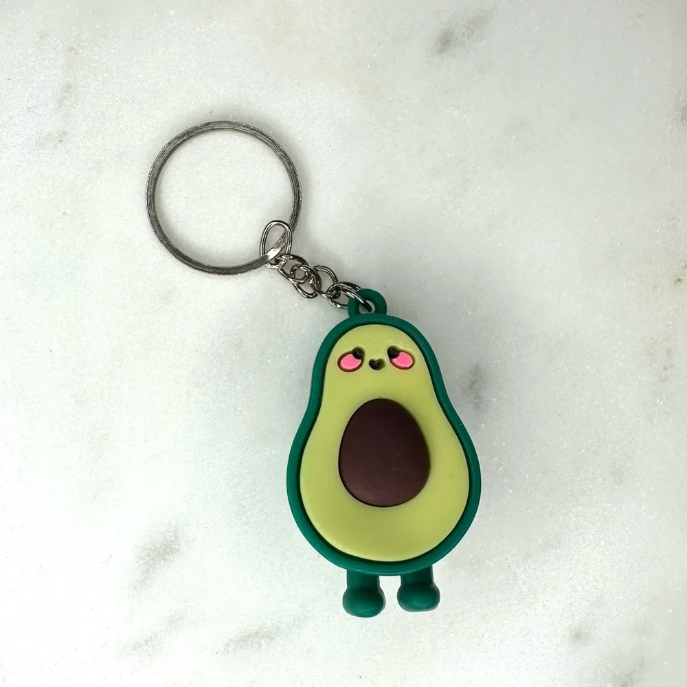 Cutie Avocado Silicone Keychain, Accessory With Silver Hardware, Unisex